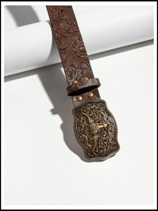 Vintage Western Faux Leather Belt Cowgirl Chic Trendy Fashion Accessory main image 4